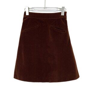 Celine Dark Red Cotton A-Line Skirt With Pockets Size 36 XS Made In France Elega